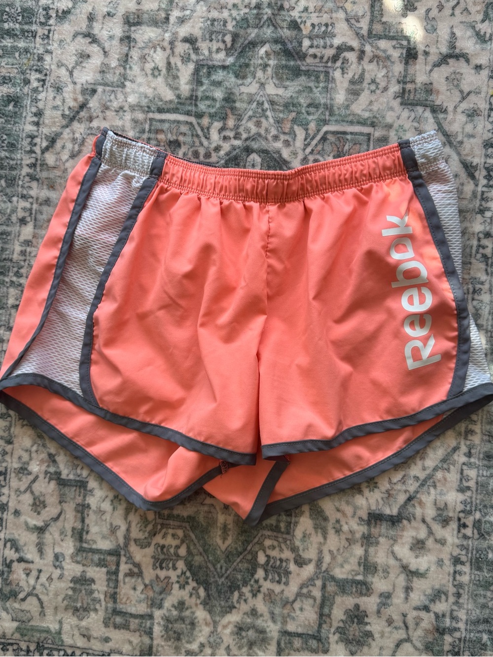 Reebok Coral Athletic Shorts with Gray Trim